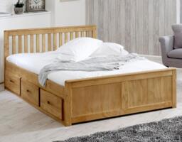 Mission - Single - Storage Bed - Drawers - Waxed Pine - Wooden - 3ft - Happy Beds - thumbnail 2