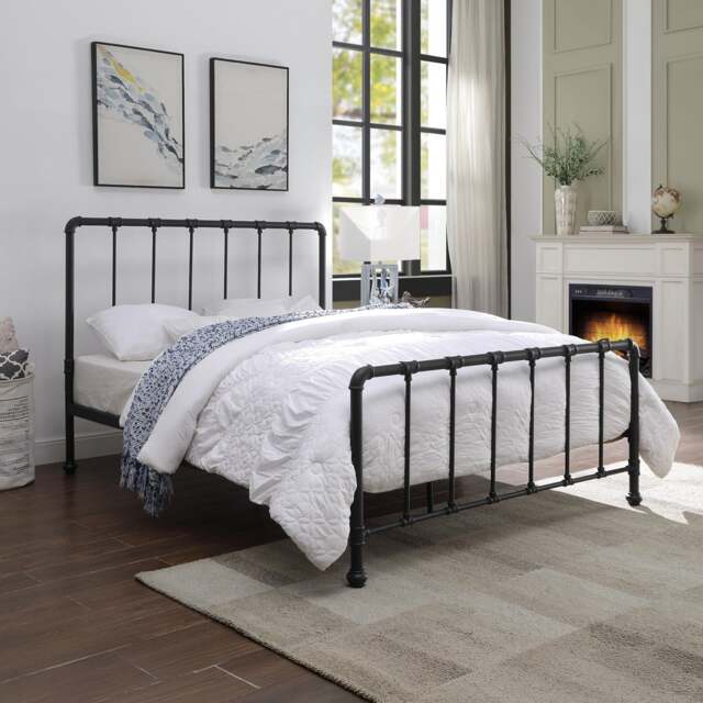 Kinnerton - King-Size - Industrial Style Bed- Black - Metal - 5ft - Happy Beds - image 1