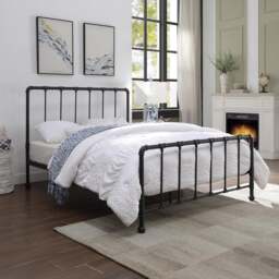 Kinnerton - King-Size - Industrial Style Bed- Black - Metal - 5ft - Happy Beds - thumbnail 1