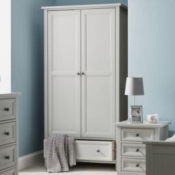 Maine - 2 Door Combination Wardrobe - Dove Grey - Wooden - Happy Beds - thumbnail 1