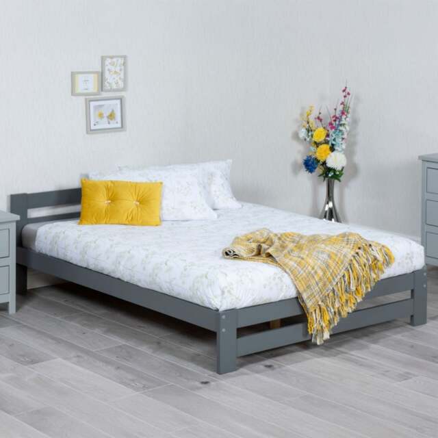 Xiamen - Double - Grey - Wood - 4ft6 - Happy Beds - image 1