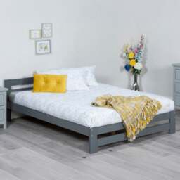 Xiamen - Double - Grey - Wood - 4ft6 - Happy Beds - thumbnail 1
