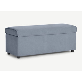 Bahra - Fabric Storage Bench - Washed Blue - Fabric - Happy Beds