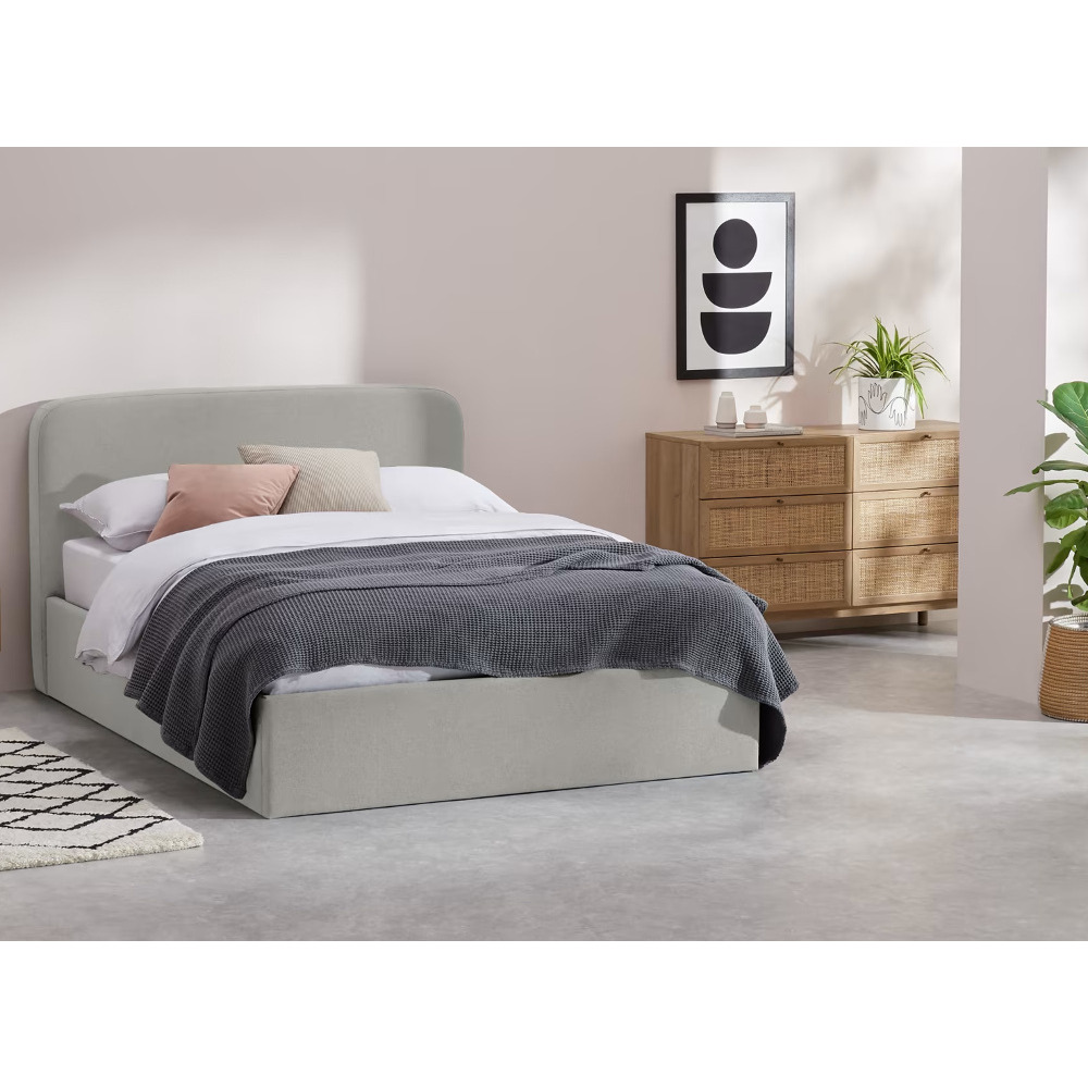 Besley - Double - Ottoman Storage Bed - Grey - Fabric - 4ft6