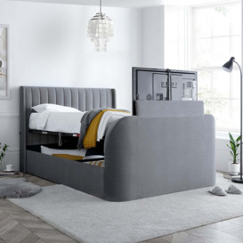 Luther - Super King Size - Electric Ottoman Storage TV Bed - Grey - Velvet  - 6ft by Happy Beds | ufurnish.com
