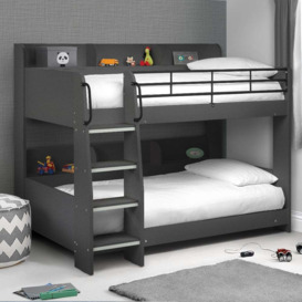 Domino - Single -Kids Bunk Bed - Storage - Dark Grey - Wood and Metal - 3ft - Happy Beds