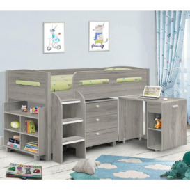 Kimbo - Single - Kids Mid Sleeper Cabin Bed - Grey - Wood - 3ft - Happy Beds