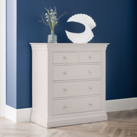 Clermont - 3+2 Drawer Chest - Light Grey - Wooden - Happy Beds
