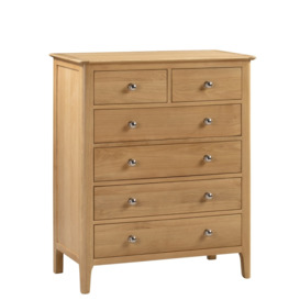 Cotswold - 4+2 Drawer Chest - Oak - Wooden - Happy Beds