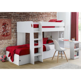 Eclipse - Single - Kids Bunk Bed - Storage - White - Wood - 3ft - Happy Beds