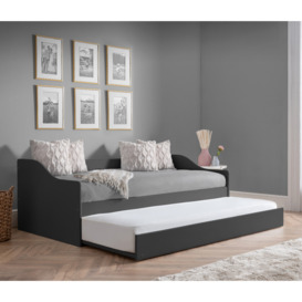 Elba - Single - Day Bed - Guest Bed Trundle - Dark Grey - Wooden - 3ft - Happy Beds