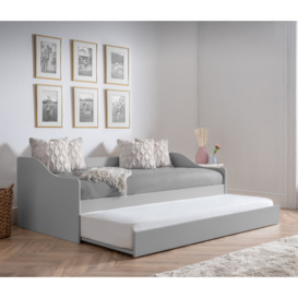 Elba - Single - Day Bed - Guest Bed Trundle - Light Grey - Wooden - 3ft - Happy Beds