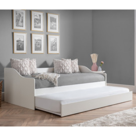 Elba - Single - Day Bed - Guest Bed Trundle - White - Wooden - 3ft - Happy Beds - thumbnail 1