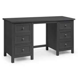 Maine - Double Pedestal Dressing Table - Dark Grey - Wooden - Happy Beds