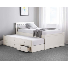 Maisie - Single - Captains Guest Bed - White - Wood - 3ft - Happy Beds