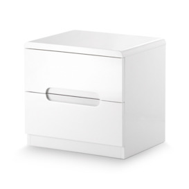 Manhattan - Gloss 2 Drawer Bedside Table - White - Wooden - Happy Beds