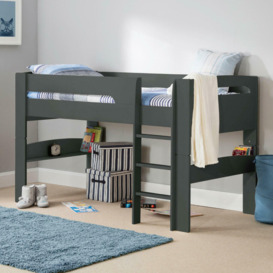 Pluto - Single - Kids Mid Sleeper Bed - Dark Grey - Wooden - 3ft - Happy Beds - thumbnail 2