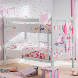 Zodiac - Single - Kids Bunk Bed - Grey - Wooden - 3ft - Happy Beds