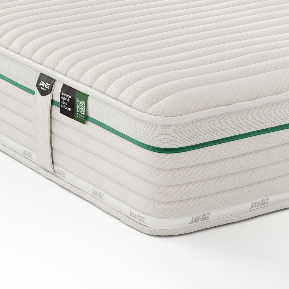 Jay-Be - Double - Natural Fresh Bamboo Hybrid 2000 e - Pocket Pocket Spring Mattress - Fabric - Vacuum Packed - 4ft6