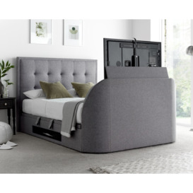Falstone - King Size - Ottoman Storage Bed - Light Grey - Fabric - 5ft - Happy Beds