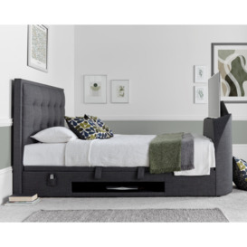 Falstone - Double - Ottoman Storage Bed - Slate Grey - Fabric - 4ft6 - Happy Beds