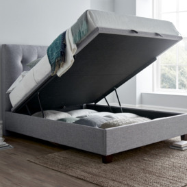 Lumley - King Size - Ottoman Storage Bed - Dark Grey - Fabric - 5ft - Happy Beds