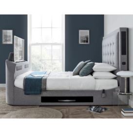 Titan 4.1 - King Size - TV Bed - Grey - Fabric - 5ft - Happy Beds
