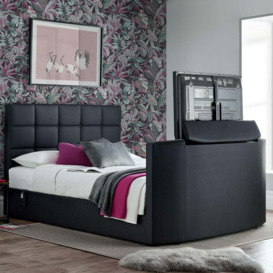 Thornberry - Double - Electric TV Bed - Black - Leather - 4ft6 - Happy Beds