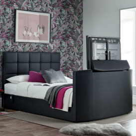 Thornberry - King Size - Electric TV Bed - Black - Leather - 5ft - Happy Beds