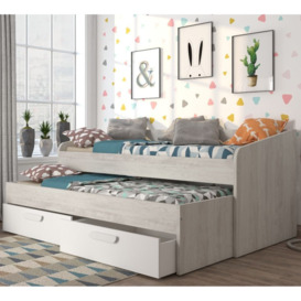 Terrassa - Single - Guest Bed - Oak and White - Wood - 3ft - Happy Beds