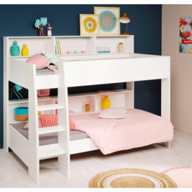 Tam Tam - Single - Kids Bunk Bed - White and Oak - Wood - 3ft - Happy Beds