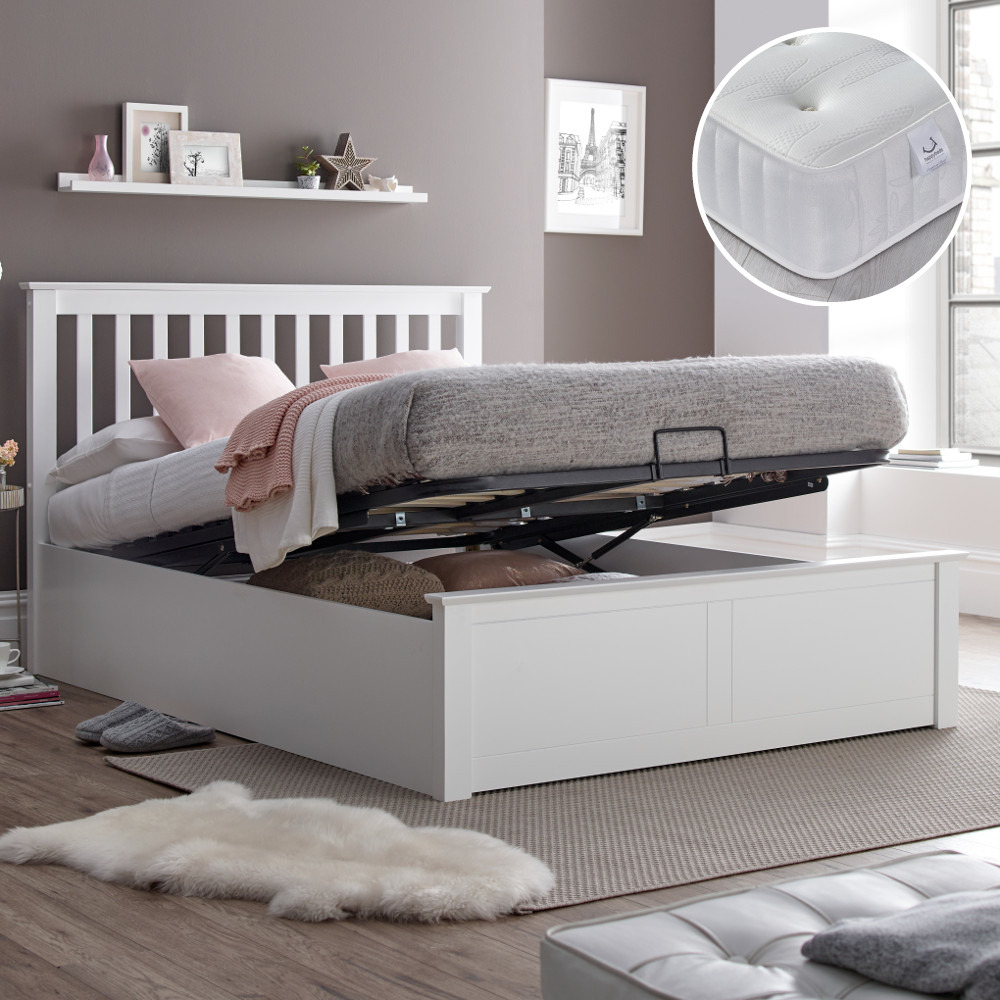 Malmo/Maestro Memory Double Ottoman Storage Bed and Open Coil