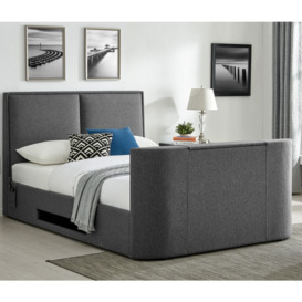 "Valencia - Single - TV Bed - 32"" TV Included - Grey - Fabric - 3ft - Happy Beds"