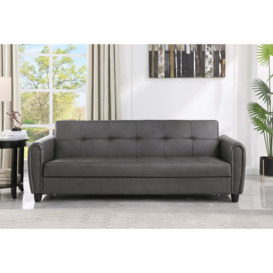 Zinc Grey Leather 3 Seater Sofa Bed - Make It Homely
