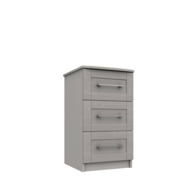 Avebury 3 Drawer Bedside - Light Grey Woodgrain