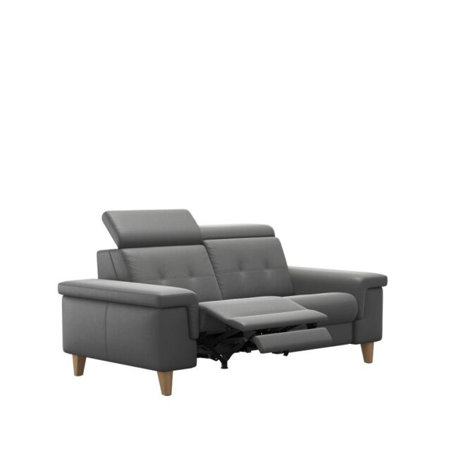 Anna A2 2 Seater Sofa 2 Power Recliner in Leather - Batick - Wood
