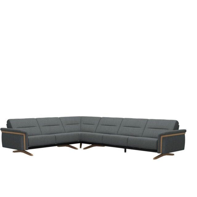 Stella Corner Group, 2 Seats LHF, 3 Seats RHF, with Wood Arms in Fabric - Corner Sofas