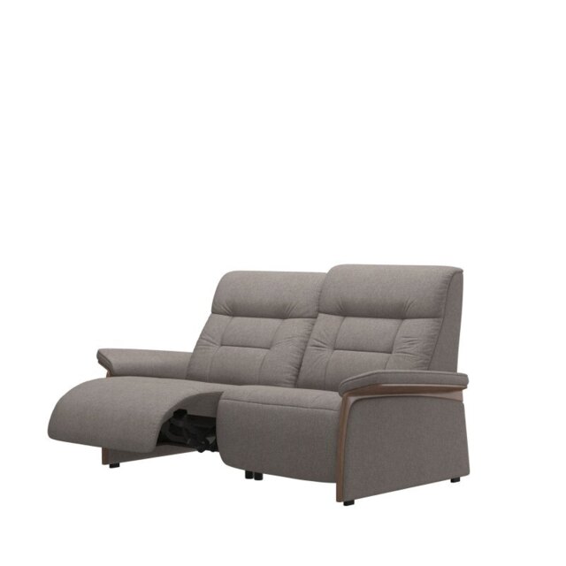 Mary 2 Seater Power Recliner with Wood Arms in Fabric - Double