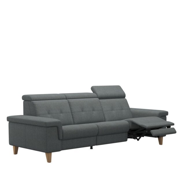 Anna A2 3 Seater Sofa 3 Power Recliner in Fabric - Wood