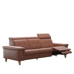 Anna A2 3 Seater Sofa 3 Power Recliner in Leather - Paloma - Wood