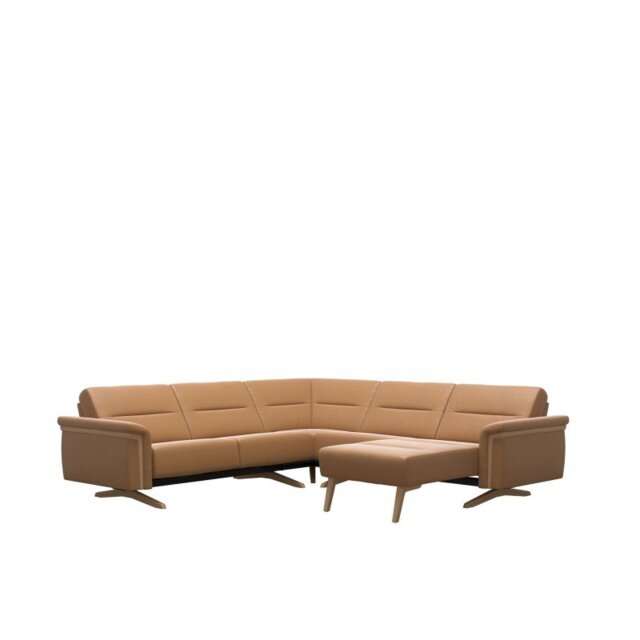 Stella Corner Group, 2 Seats LHF, 1 Seat with Medium Longseat RHF, with Wood Arms in Leat - Paloma