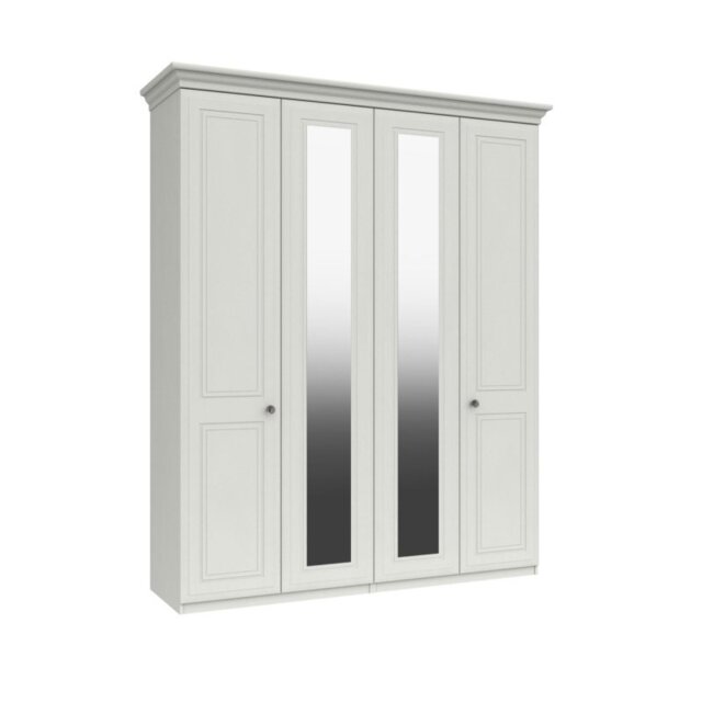 Horton Tall 4 Door Robe with 2 Mirrors - White