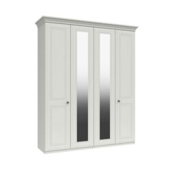 Horton Tall 4 Door Robe with 2 Mirrors - White