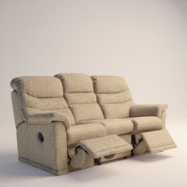 Malvern 3 Seater 3 Cushion Double Recliner in Fabric - Manual - Grade W
