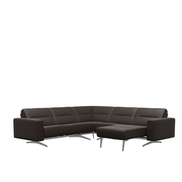 Stella Leather Corner Group, 2 Seats LHF, 1 Seat with Medium Longseat RHF, with Upholstered Arms - S1 - Batick