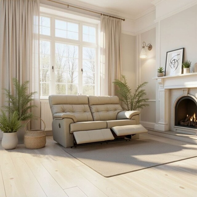 Laurie Reclining 2 Seater Sofa DBL In Leather - Grade H - Manual