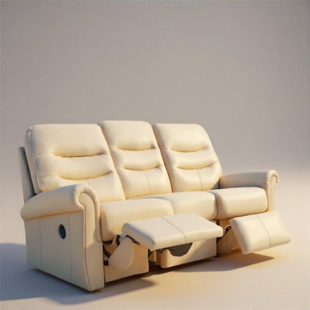 Holmes 3 Seater Double Recliner in Leather - Manual - Grade N