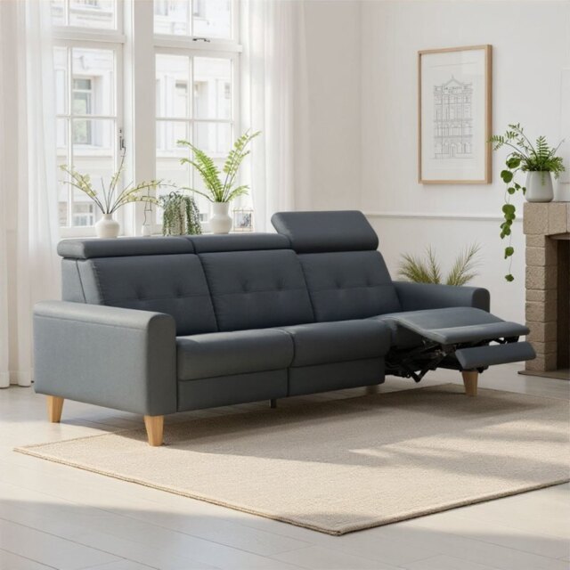 Anna A1 3 Seater Sofa 3 Power Recliner in Leather - Batick