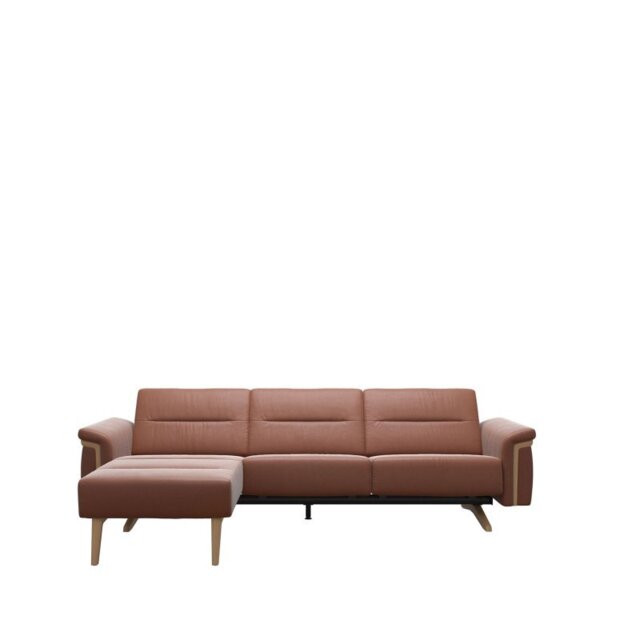 Stella 2 Seater with Medium Longseat LHF, with Wood Arms in Leather - Batick