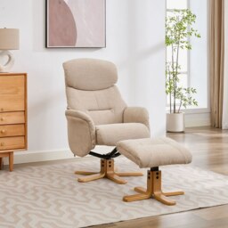 Ester Swivel Recliner Chair and Footstool In Fabric